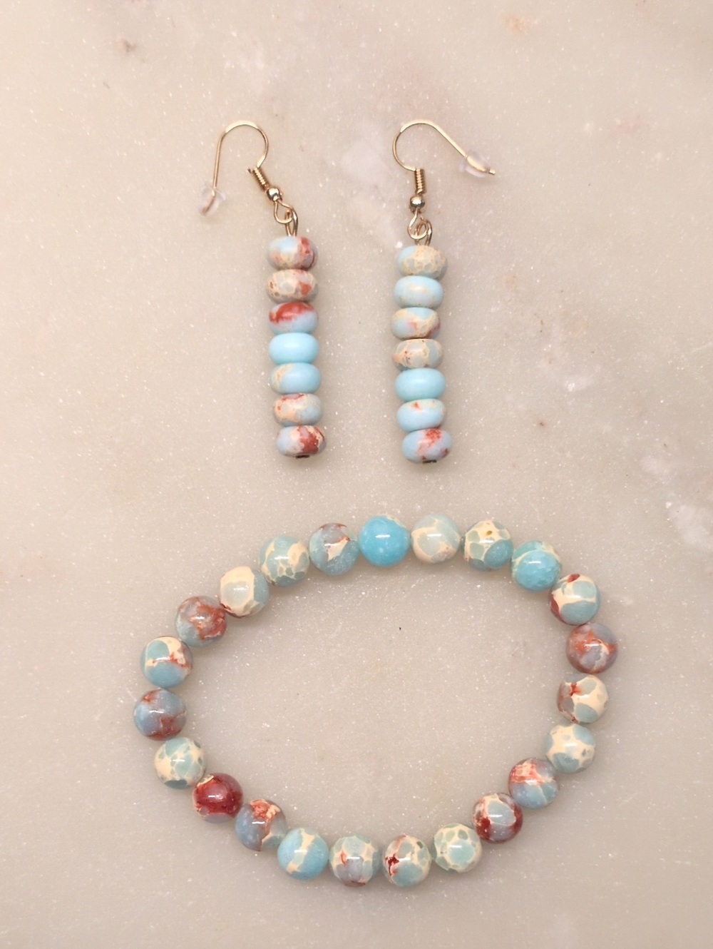 NEW! Boutique Beaded Boho Earrings And Stretch Bracelet Set
